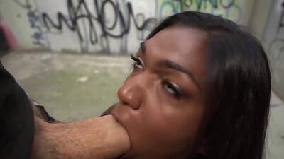 Bigboobs Ebony publicly fucked for cash after POV blowjob
