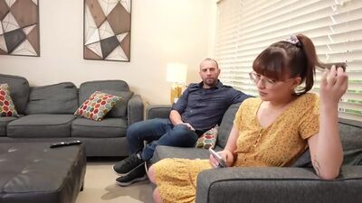 Nerdy, shy teen with glasses fucks stepdads HUGE cock!