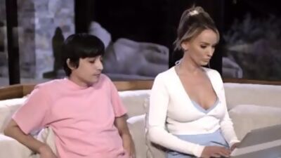 Stepmom MILF Pristine Edge pulls an all nighter with her lovely stepson