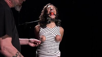 Bound submissive caned and toyed by her strict maledom