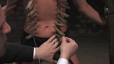 Bound slut group fucked in public