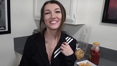 Chad spread Maya's pussy lips and stuff it with his boner