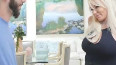 Frustrated MILF cocksucking stepson in front of her husband