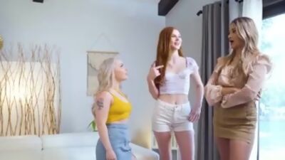 Haley leads the babysitters to have threesome