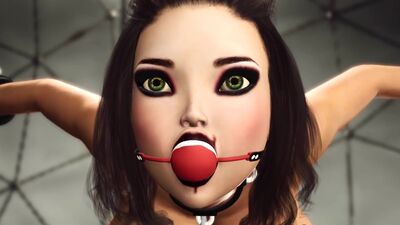 Super fuck machine system! Big black cock inside a sexy ballgagged brunette