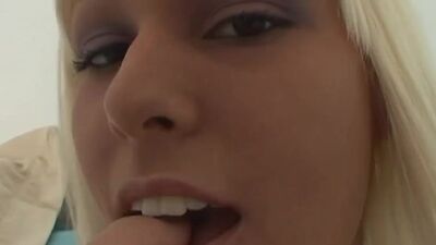 Busty speculum babe masturbating solo with massive dildo