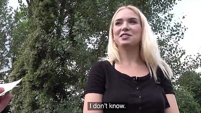 Pickedup blonde eurobabe sucks and rides for cash outdoors