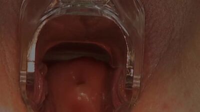 Ginger speculum beauty fingered while rubbing her clit