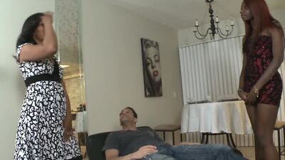 Perverted black teen Sky Hustle and stepmom Anita Peida sucked big dick