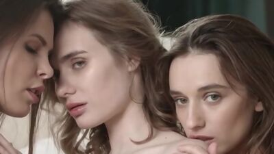 Two petite teens posed with amazing small tits lesbian Vivienne Solange