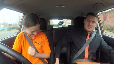 Eurobabe rides instructor in the car duo until creampie