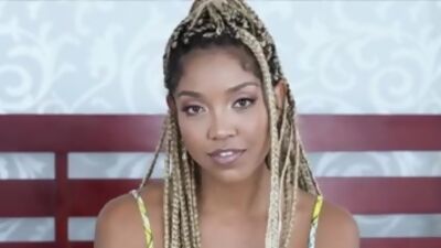 Ebony with blonde locs on casting cock