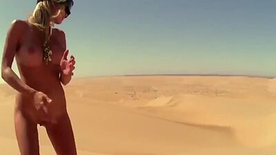 Big boobed naked badass Taylor Seinturier and GFs boarding in the desert