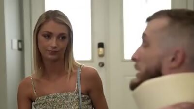 Stepsister gets horny after helping her stepbrother take a wiz