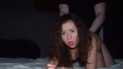 Curly babe sucks before fucked and creampied in amateur duo