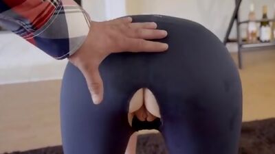 Redhead babe Pepper Hart seduces her stepdad with tight yoga pants until she gets the pussy and anal pounding she needs