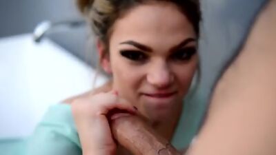 Teeny tiny bombshell Ms Faris puts on a show with two toys then gets on her knees to deliver a puffy lip blowjob