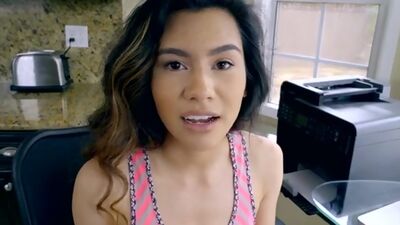 Tight pussy teen Christian Chastity seduces her stepdad for horny pussy pounding that ends wtih a creampie of cum