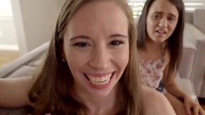 Alex More gets naked with her friend Norah Nova and her stepbro as they have a hardcore stepsibling threesome