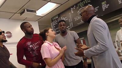 Horny teen gets fucked by black dicks