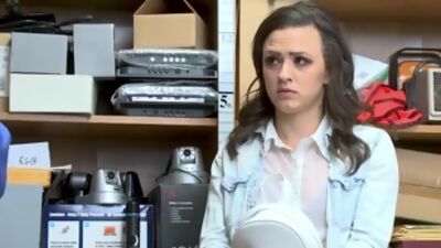 Brunette teen fucked by security officer for stealing phones