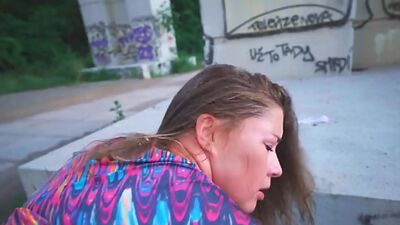 Pickedup brunette eurobabe sucks in POV before outdoor sex
