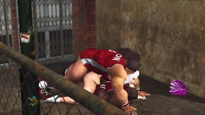 Basketball players fuck hard a sexy cheerleader girl on the street