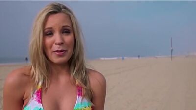 Big boobed nude badass Taylor Seinturier and GFs play football at the beach