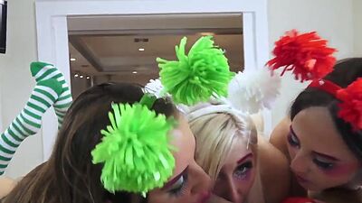 Party teens get fucked and suck