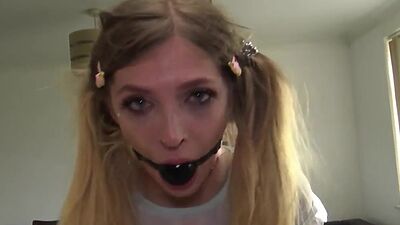 Throat fucked real teen in BDSM fetish fuck