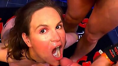 Facials and cumshots on dirty teen slut luisa