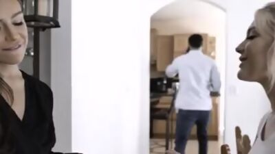Horny husband fucks the nanny April Olsen in front of his wife Kenna James