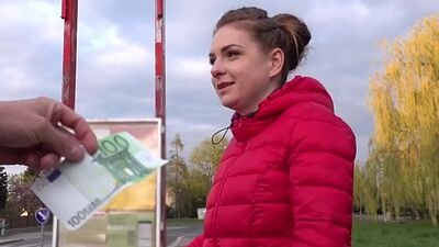 Roundass brunette eurobabe doggystyled after pickup