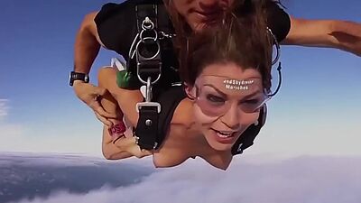 Big boobed badass babe Talor Paige and her GFs jumping out from a plane