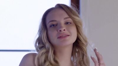 Sexy blonde teen Sophie Gem posed and showed amazing big bobos and nice ass