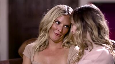 Curly teen pays her debt to her stepmom by licking her pussy