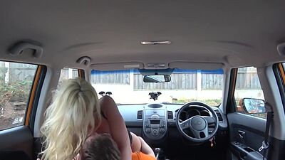 Bigtit british babe fucks driving tutor in cowgirl pose