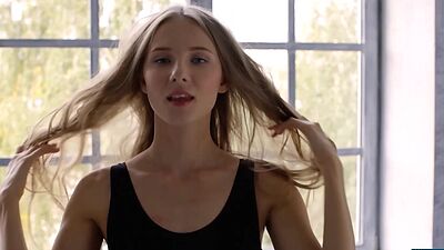 Russian petite teen blonde Nimfa teams up with Playboy for a yoga session