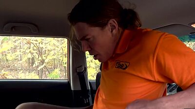 Busty cougar nailed in missionary after giving bj in car