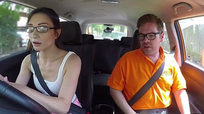 Cardriving nerdy eurobabe blows after doggystyle sex