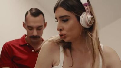 Stepdad barebacks his shemale stepdaughter while on laundry