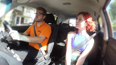 UK redhead sucks instructor before missionary sex in POV