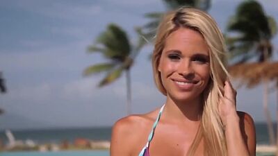 Big boobed badass naked babe Dani Mathers enjoying wake boarding