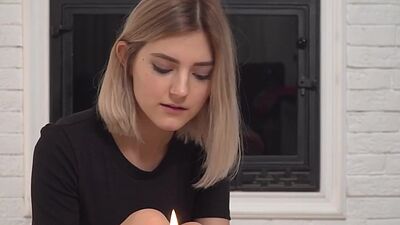 Wax fetish teen enjoys solo masturbation
