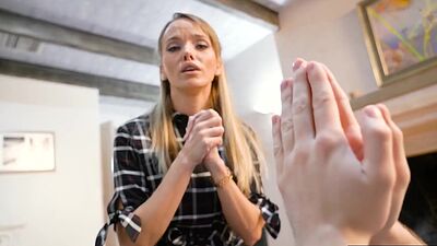 MILF stepmom Pristine Edge helped stepson ejaculate by giving him a handjob