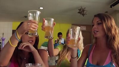 Big boobed badass babe Dani Mathers and her GFs love naked hiking