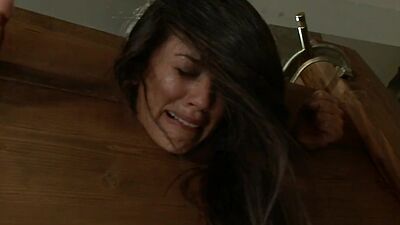 Bound Latina whipped and mouth fucked