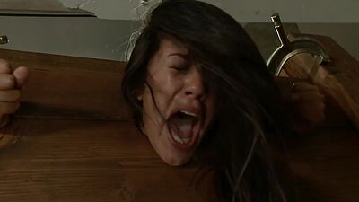 Bound Latina whipped and mouth fucked