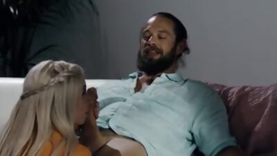 Man makes wife beg for his cock in 3some with a petite girl