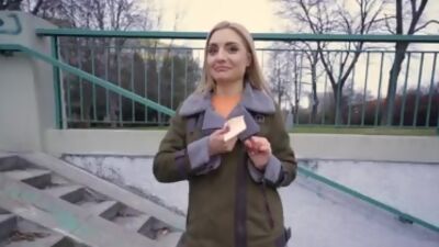PIckedup euro sucks and gives hj for cash before cowgirl